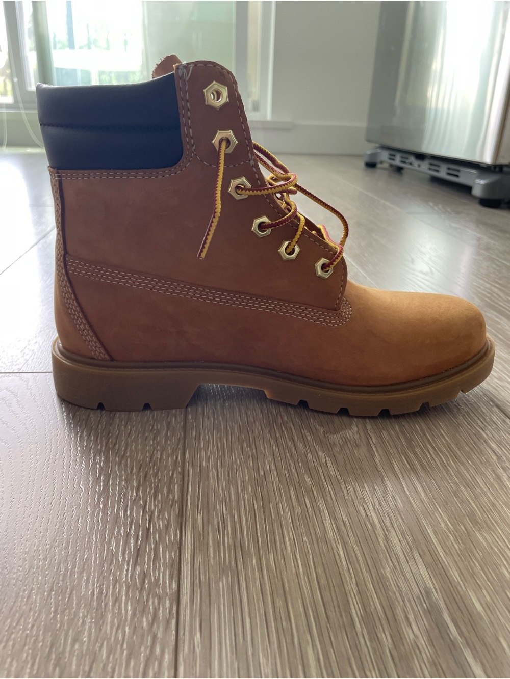 Timberland Wheat/Tan Nubuck Lace-Up Boot with Black Collar - Picture 4 of 11